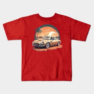 Vintage Summer Aston Martin DB3 Beach Sunset sports car Kids T-Shirt